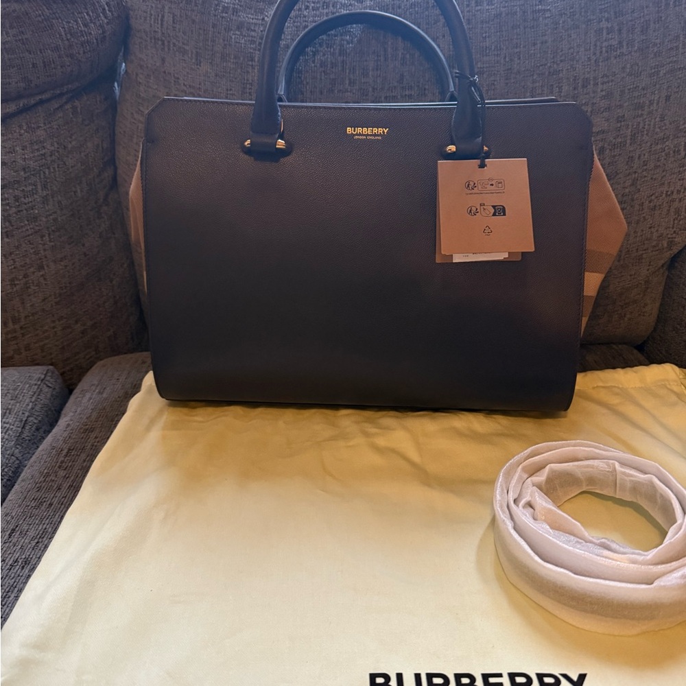 Burberry Navy and Tan Handbag